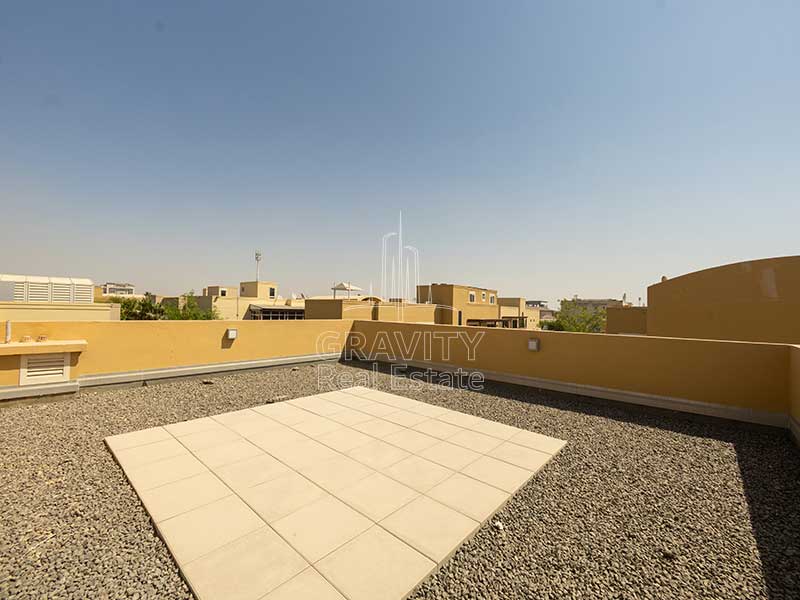 Terrace-of-5-bedroom-house-for-sale-in-Al-Raha-Gardens-having-gravel