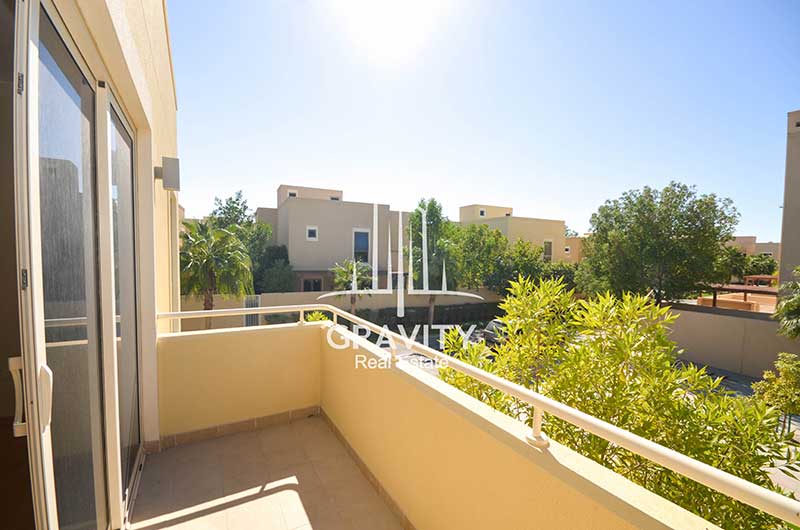 View-from-the-balcony-having-townhouses-and-trees-in-Al-Raha-Gardens-Abu-Dhabi