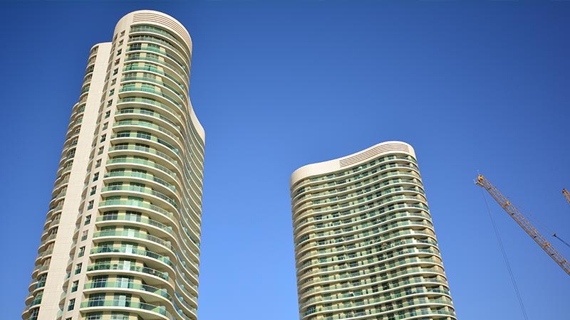 beach-towers-bottom-up-view-in-the-noon