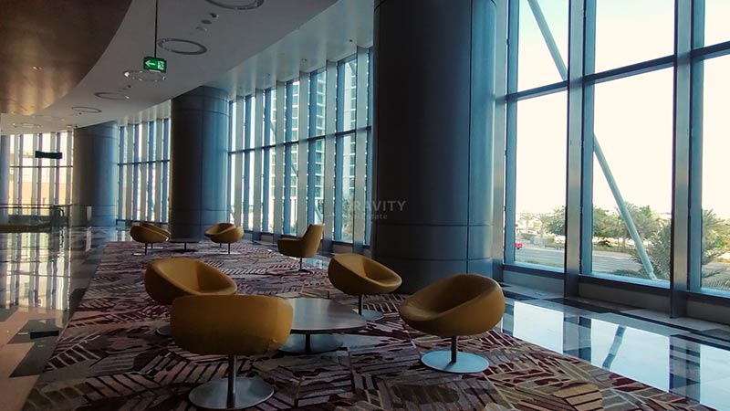 sky-tower-yellow-rotating-cushion-seats-in-receptions-waiting-area