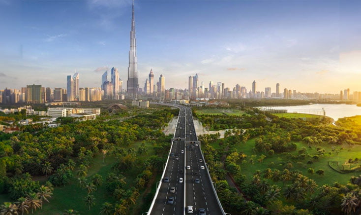 a-future-dubai-enveloped-in-greenery-with-a-highway-leading-to-the-burj-khalifa