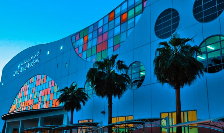 one-of-the-leading-schools-in-al-reem-island-gems-world-academys-exterior-entrance-as-seen-during-sunset