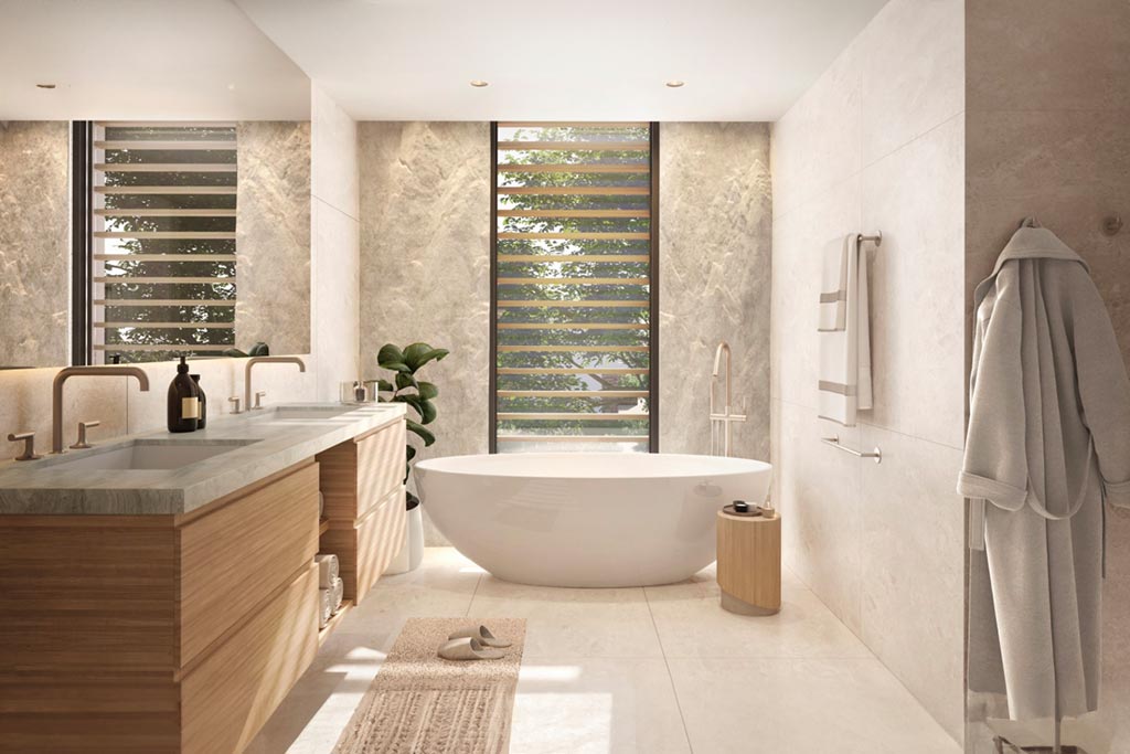 white-themed-bathroom-with-bath-tub-and-sinks-in-haven-by-aldar