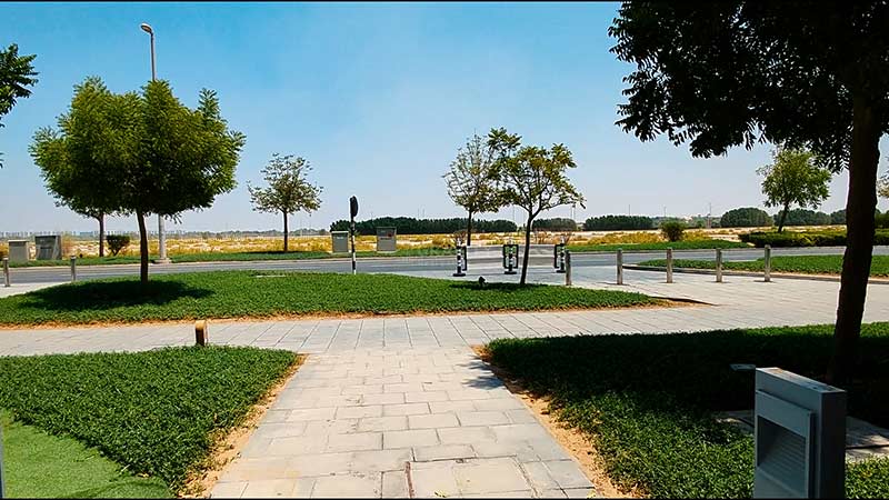 open green spaces overlooking the street