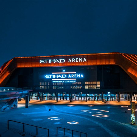 outside view of Etihad Arena at night