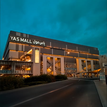 outside view of Yas Mall in the evening