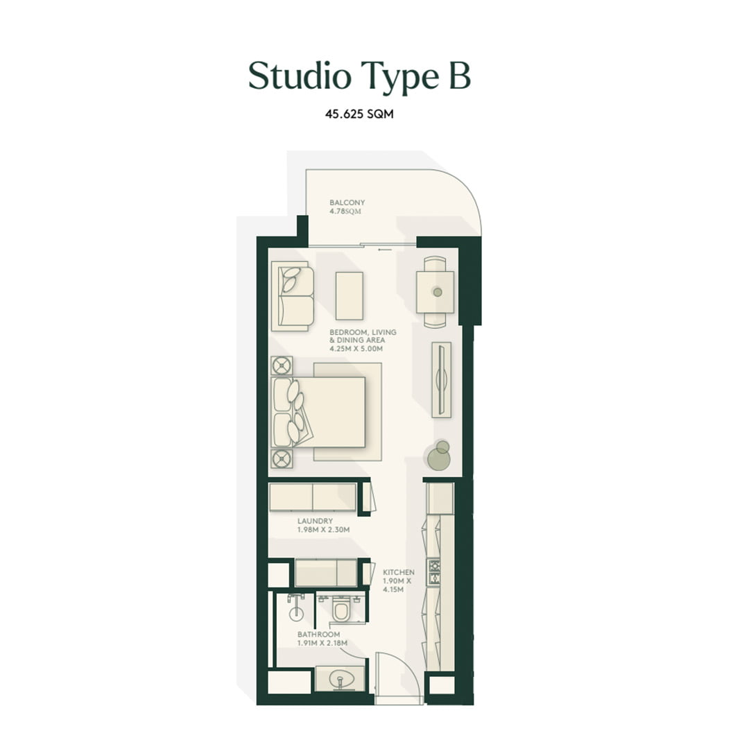 Gardenia bay studio type B floor plan