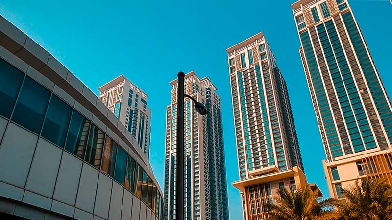 beautiful a view from the ground of marina blue tower in Abu Dhabi