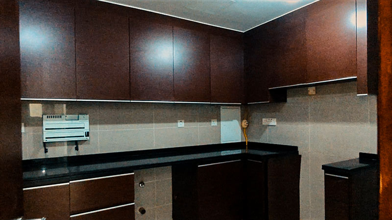 Kitchen cabinet inside the room of marina blue tower reem island