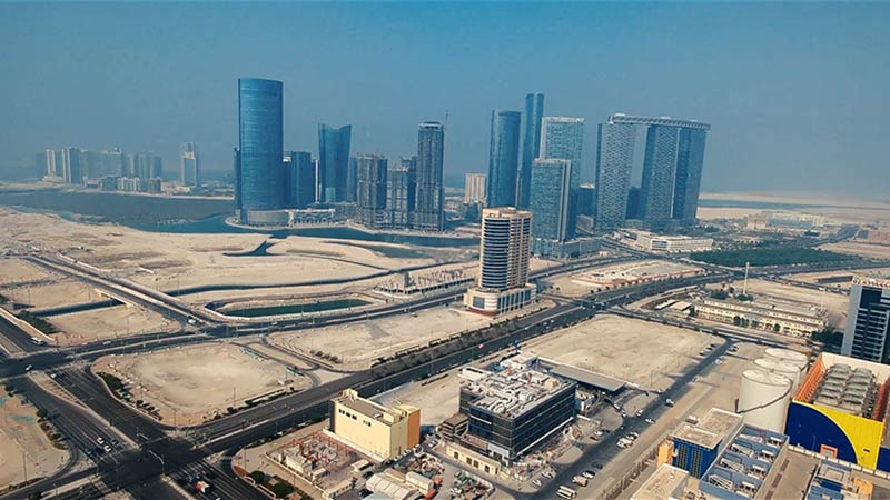 aerial view overlooking the arabian gulf inside marina blue tower al reem island