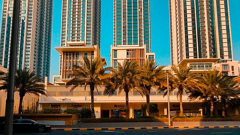 beautiful a view across the street of marina blue tower in Abu Dhabi