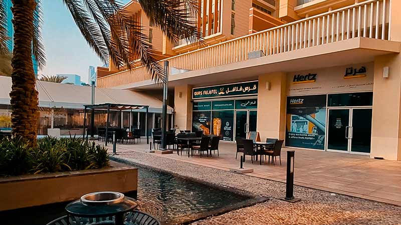 restaurants and stores outside blue tower abu dhabi