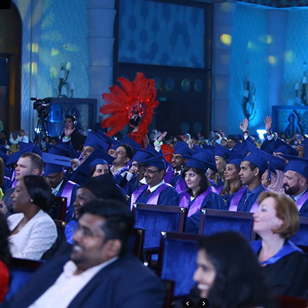 Student and staff inside an event at Lincoln University of Business and Management