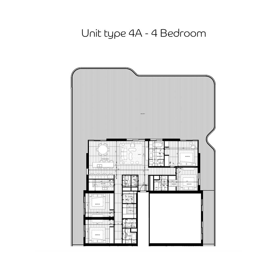 4 bedroom sky terrace floor plan of Nikki Beach Residences Al Marjan