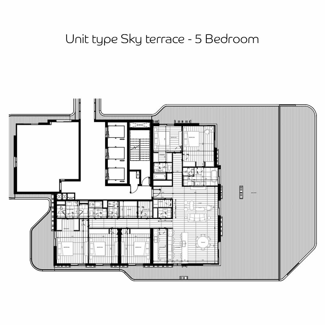 5 bedroom sky terrace floor plan of Nikki Beach Residences Al Marjan