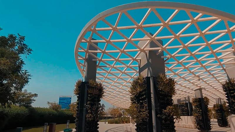 Masdar city central park vertical wall plants