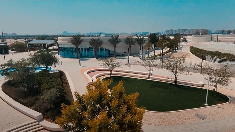 aerial view of masdar city park