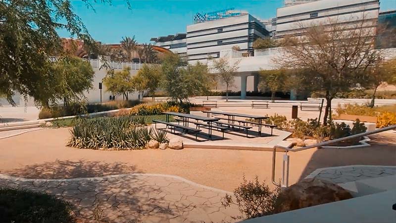 Masdar city park bench area