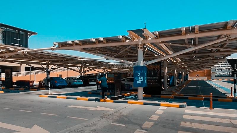 shaded parking spaces of the mall