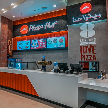 Pizza hut restaurant ordering counter