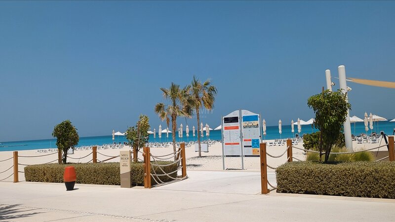 white sand along saadiyat beach