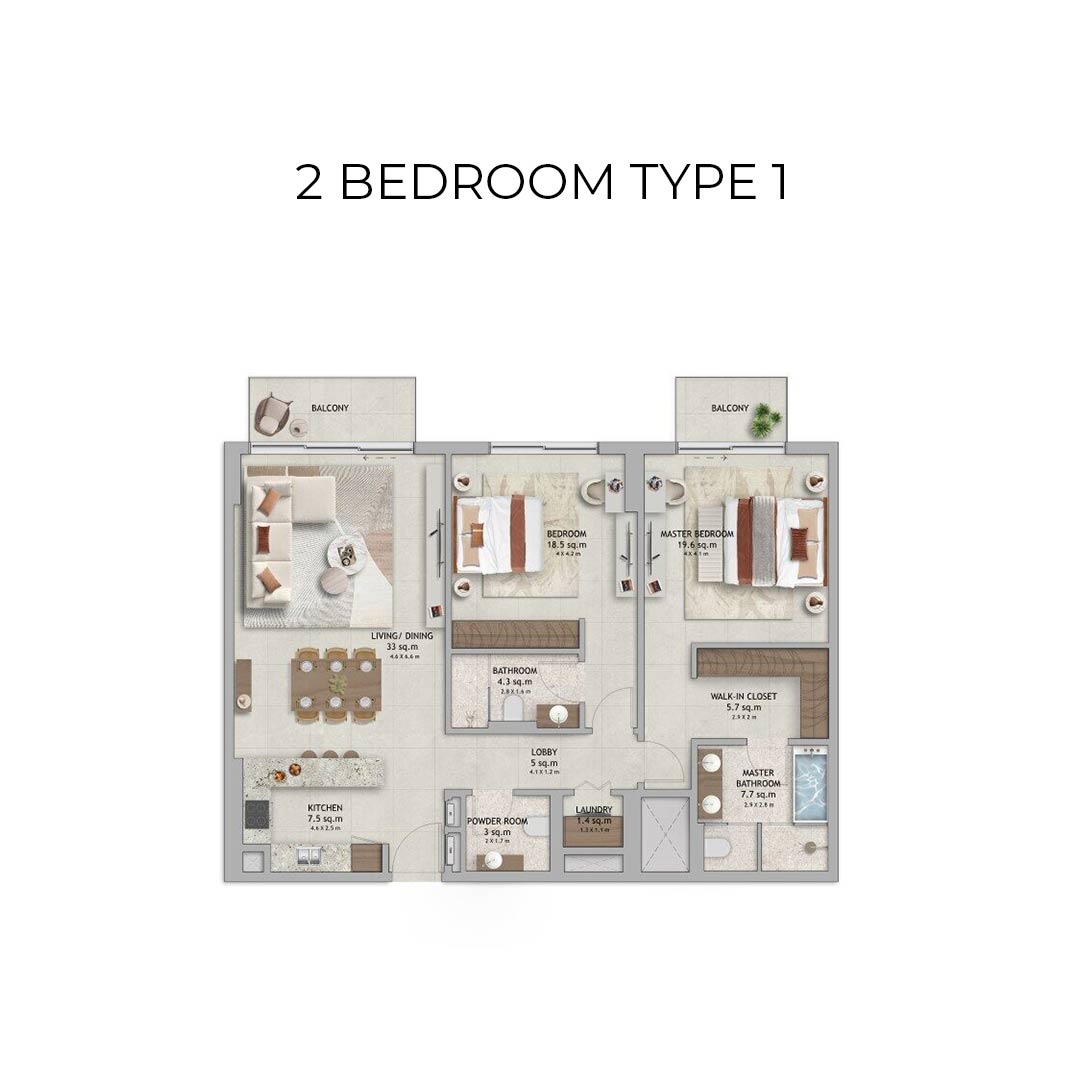 floor plan 2 bedroom type 1 verdes by haven